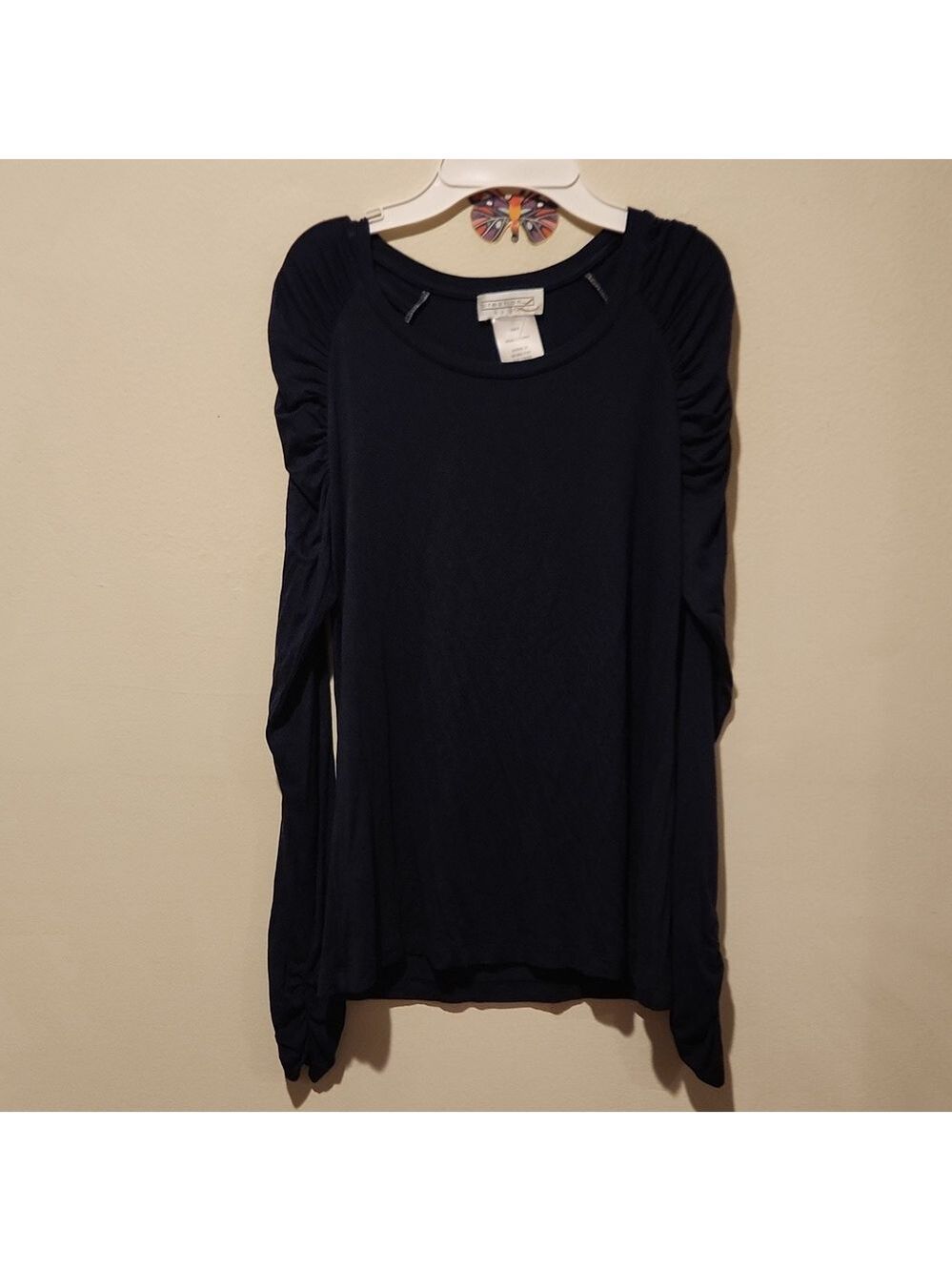 ❤️ CREATION L RUCHED HEM LONG SLEEVE PUFF SHOULDER TOP, 4